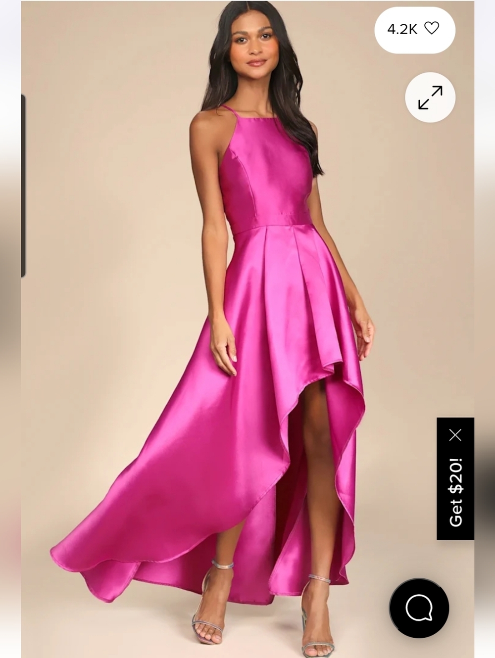 Lulu's Broadway Show Magenta High-low Gown